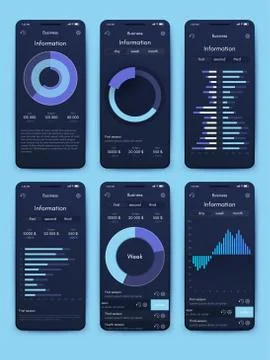 Different UI, UX, GUI screens and flat web icons for mobile apps Stock Illustration