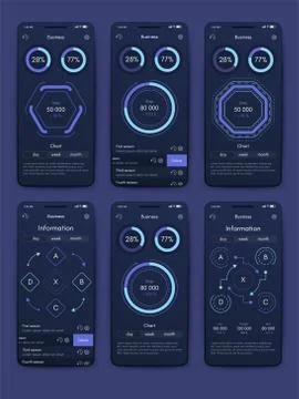 Different UI, UX, GUI screens and flat web icons for mobile apps Illustrazione stock