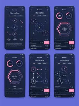 Different UI, UX, GUI screens and flat web icons for mobile apps Illustrazione stock