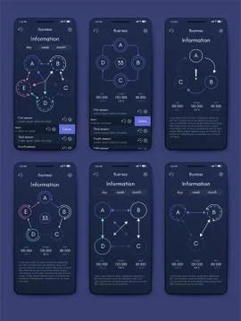 Different UI, UX, GUI screens and flat web icons for mobile apps Stock Illustration