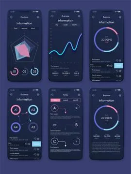 Different UI, UX, GUI screens and flat web icons for mobile apps Illustrazione stock