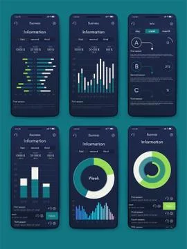 Different UI, UX, GUI screens and flat web icons for mobile apps Stock Illustration