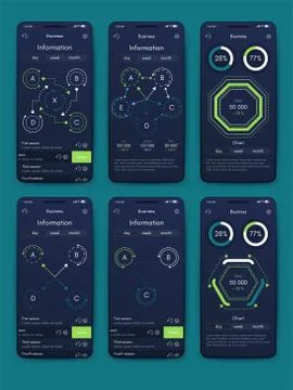 Different UI, UX, GUI screens and flat web icons for mobile apps Illustrazione stock