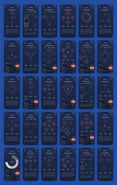 Different UI, UX, GUI screens and flat web icons for mobile apps Stock Illustration