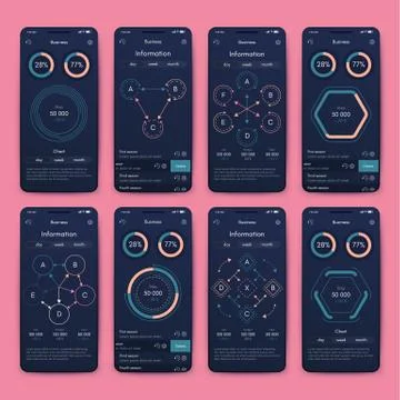 Different UI, UX, GUI screens and flat web icons for mobile apps Illustrazione stock