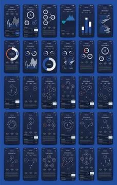 Different UI, UX, GUI screens and flat web icons for mobile apps Stock Illustration