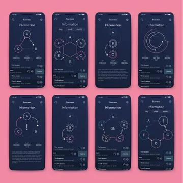 Different UI, UX, GUI screens and flat web icons for mobile apps Stock Illustration