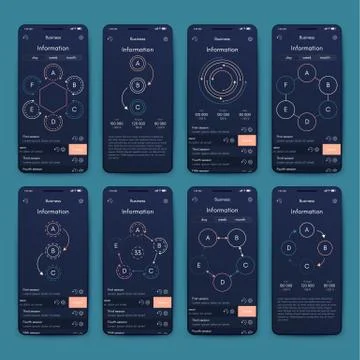 Different UI, UX, GUI screens and flat web icons for mobile apps Stock Illustration