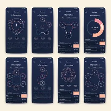 Different UI, UX, GUI screens and flat web icons for mobile apps Illustrazione stock