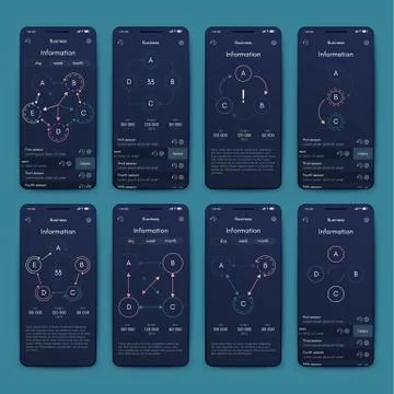 Different UI, UX, GUI screens and flat web icons for mobile apps Stock Illustration