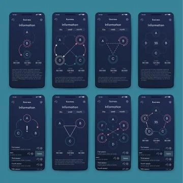 Different UI, UX, GUI screens and flat web icons for mobile apps Stock Illustration
