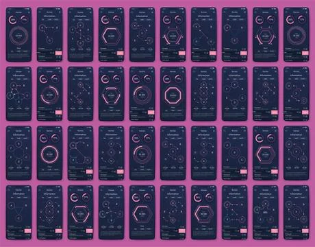 Different UI, UX, GUI screens and flat web icons for mobile apps Stock Illustration