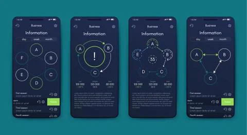 Different UI, UX, GUI screens and flat web icons for mobile apps Illustrazione stock