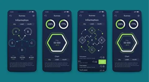 Different UI, UX, GUI screens and flat web icons for mobile apps Stock Illustration