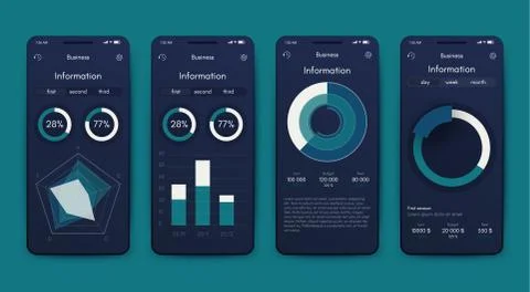 Different UI, UX, GUI screens and flat web icons for mobile apps Stock Illustration