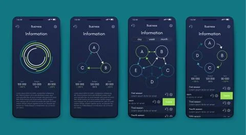 Different UI, UX, GUI screens and flat web icons for mobile apps Stock Illustration