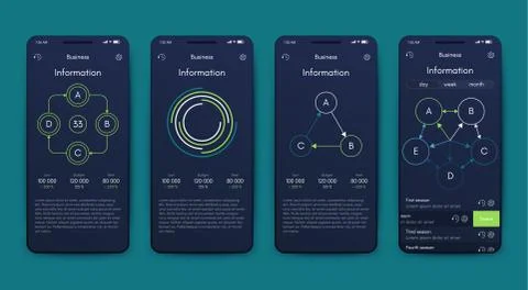 Different UI, UX, GUI screens and flat web icons for mobile apps Stock Illustration