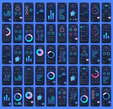 Different UI, UX, GUI screens and flat web icons for mobile apps Illustrazione stock