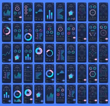 Different UI, UX, GUI screens and flat web icons for mobile apps Illustrazione stock