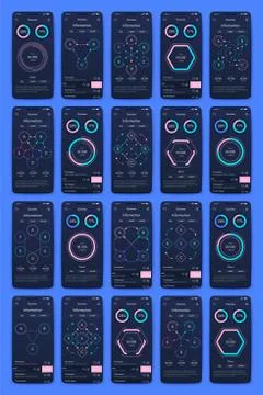 Different UI, UX, GUI screens and flat web icons for mobile apps Stock Illustration