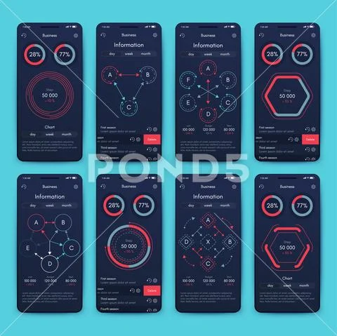 Different UI, UX, GUI screens and flat web icons for mobile apps ...