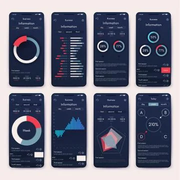 Different UI, UX, GUI screens and flat web icons for mobile apps Illustrazione stock