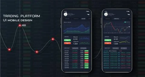 Different UI, UX, GUI screens binary option app and for mobile apps. Trade UI Stock Illustration