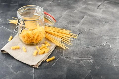 Different uncooked pasta Stock Photos