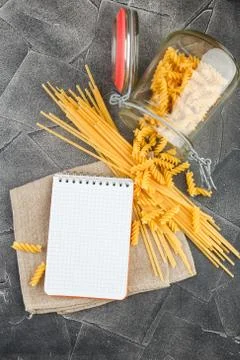 Different uncooked pasta Stock Photos