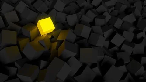 Different, unique and standing out of the crowd shining box. Illustration