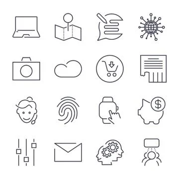 Different universal icons. Thin line and perfect vector for sites, apps, prog 스톡 일러스트