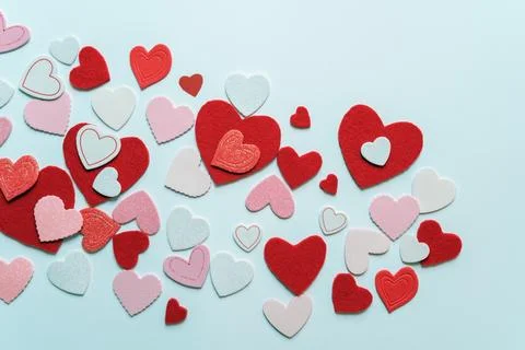 Different valentines on white background. Flat lay. Copy space Stock Photos