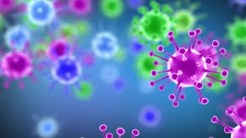 Different variants mutation strain of covid-19. Science 3d animation Stock Footage 154220383