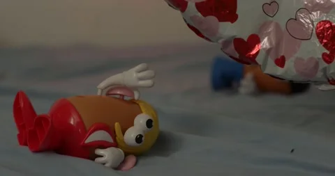 A different variation of happy Valentine's Day, Mr. and Mrs. Potato Head Stock Footage 231554142
