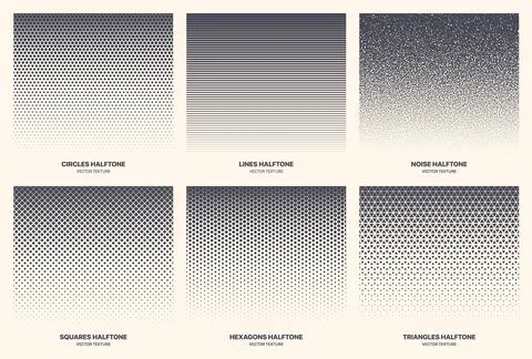 Different Variations Halftone Border Texture Vector Abstract Geometric Pattern Illustrazione stock