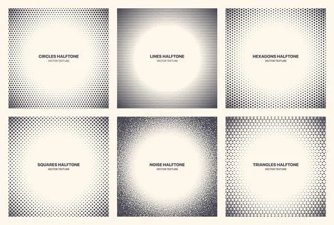 Different Variations Halftone Circle Frame Set Vector Isolated Abstract Patterns Stock Illustration