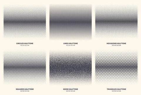 Different Variations Halftone Pattern Texture Vector Abstract Geometric Border Illustrazione stock