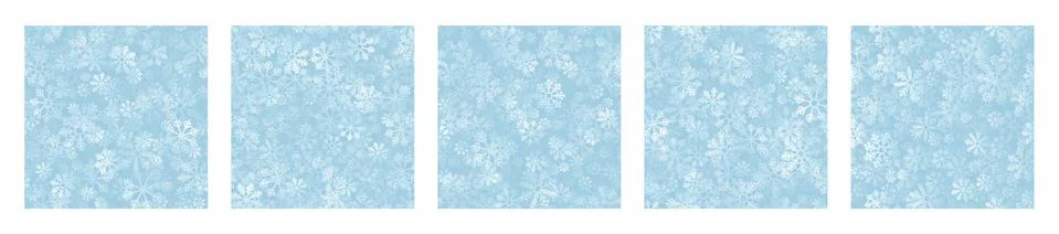 Different Variations Of Vector Snow Seamless Patterns Set Stock Illustration