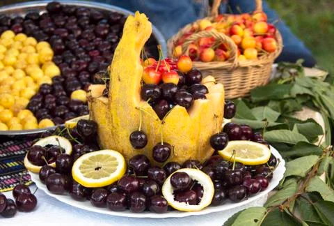 Different  varieties of cherries Stock Photos
