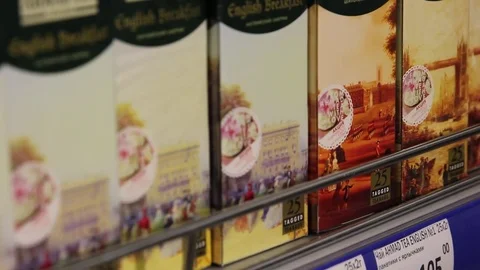 Different varieties of English black tea, close-up Stock Footage 75476646
