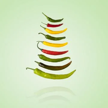 Different varieties of hot pepper Stock Photos