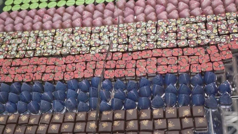 Different variety of desserts on the table Stock Footage 98618870