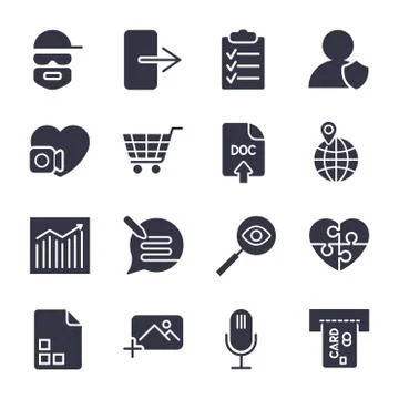Different vector icons. Simple icons for apps, programs and site Stock-Illustration