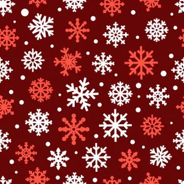 Different vector snowflakes seamless pattern. Vector ice crystal ornament 스톡 일러스트