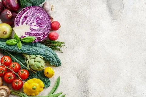 Different vegetables with copy space Fotos de archivo