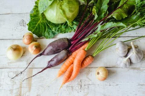 Different vegetables on table Stock Photos