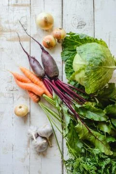 Different vegetables on table Stock-Fotos