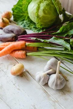 Different vegetables on table Stock Photos