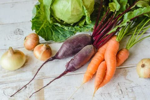 Different vegetables on table Stock Photos