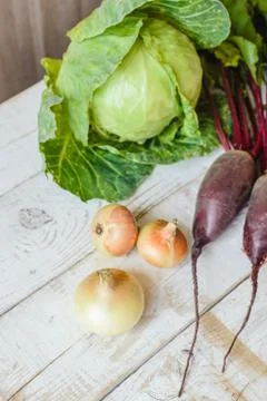 Different vegetables on table Stock Photos